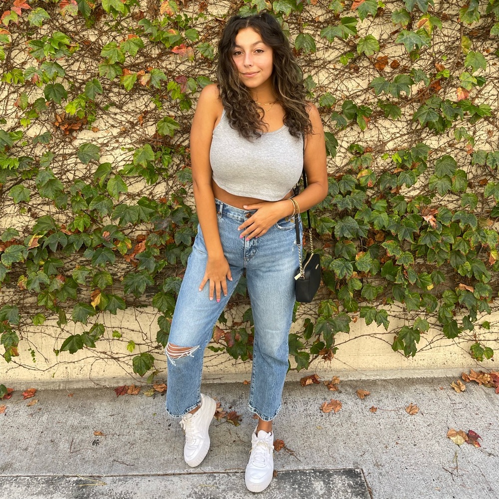 Blue Denim Loft High Waist Straight Crop